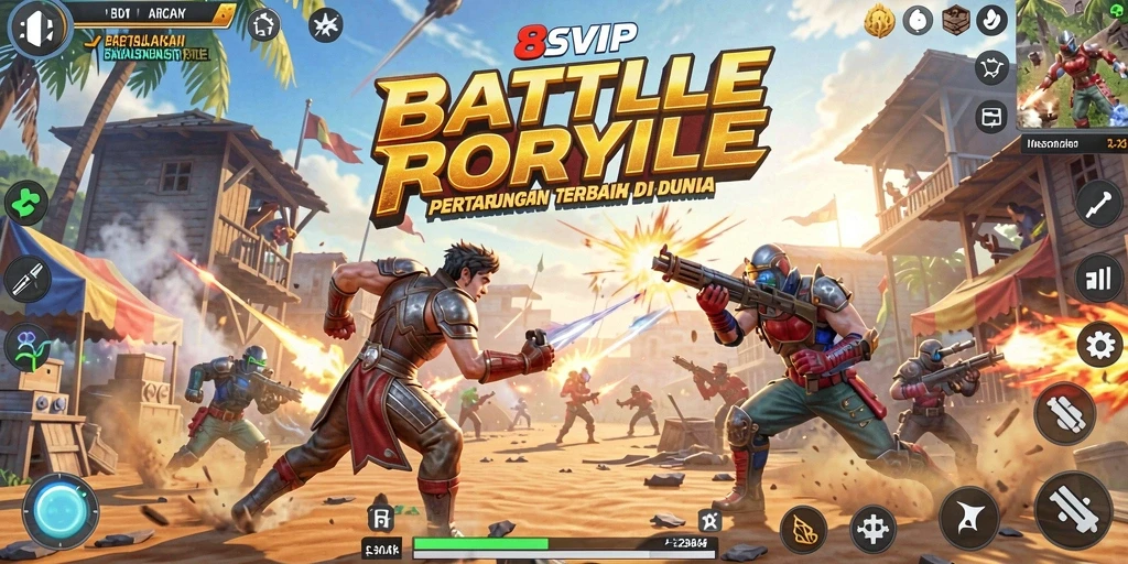 Gameplay seru dalam pertempuran Battle Royale di 8SVIP.