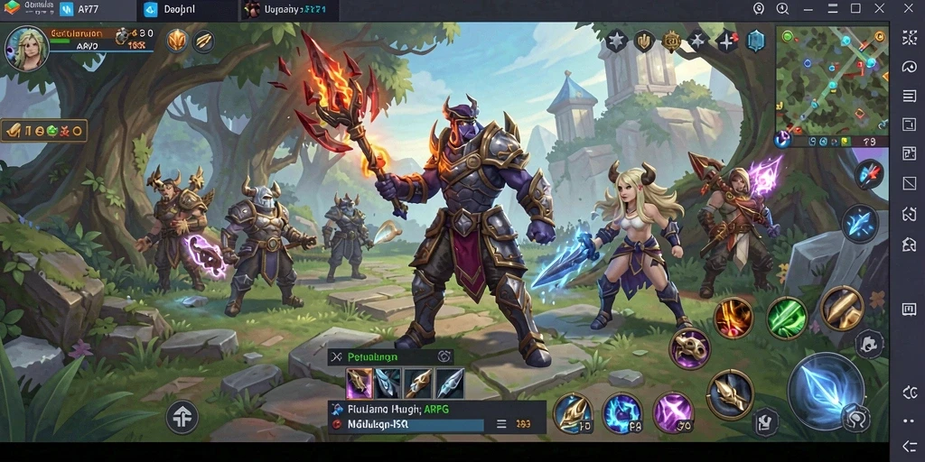 Tangkapan layar menunjukkan pertarungan epik dalam game ARPG.