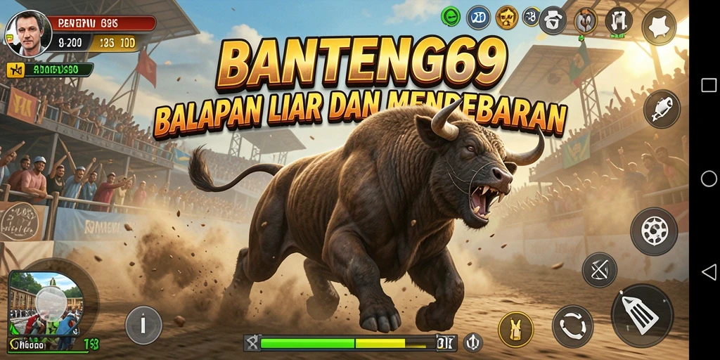 Tangkapan layar menampilkan aksi balapan intens BANTENG69.