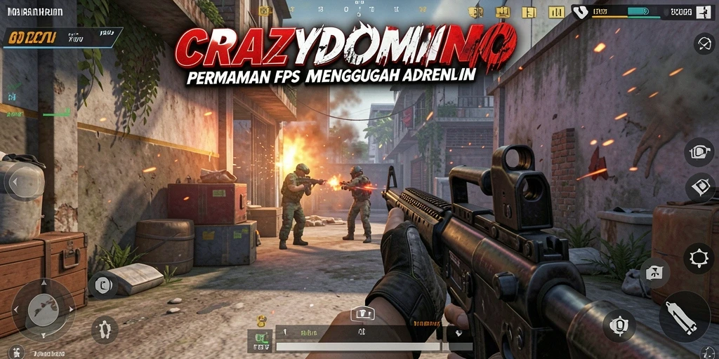 Tampilan gameplay intens dalam CRAZYDOMINO di medan pertempuran.