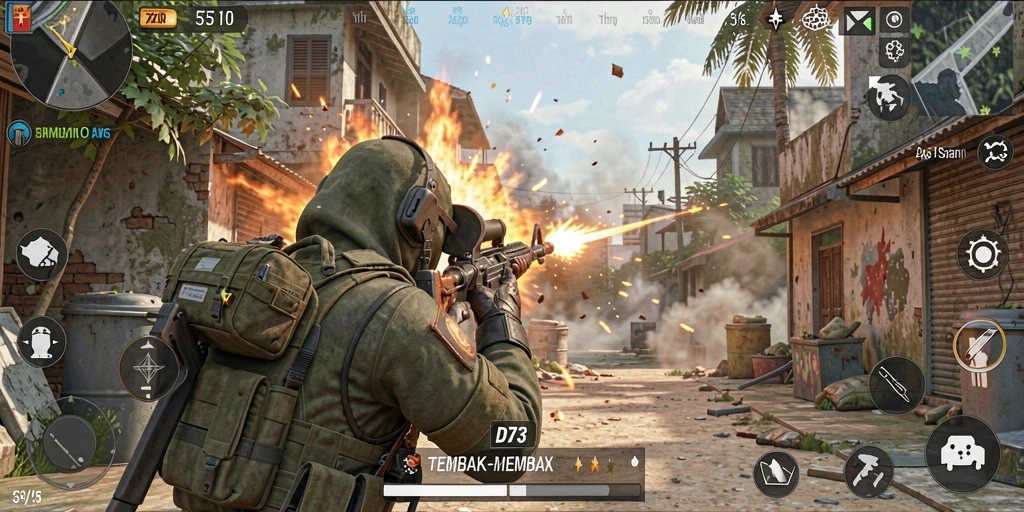 Tampilan gameplay D73 yang intens dan penuh aksi di lapangan.