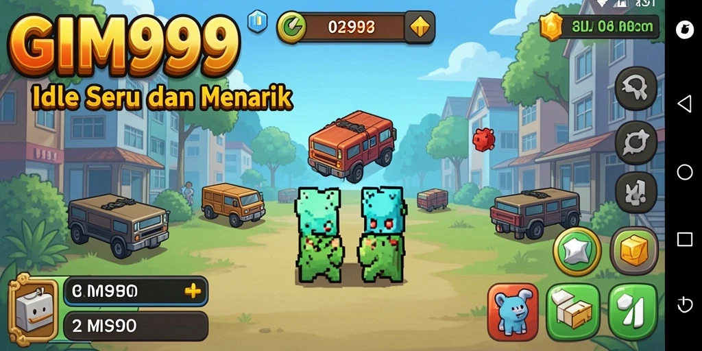 Screenshot gameplay GIM999 yang menunjukkan pengelolaan sumber daya.