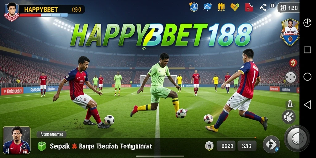 Tampilan gameplay <strong>HAPPYBET188</strong> yang seru dan mendebarkan di lapangan sepak bola.