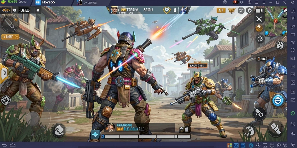 Tampilan gameplay seru dalam pertarungan Battle Royale HOYE55.