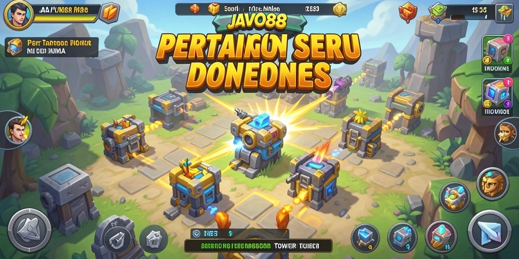 Tampilan gameplay JAVO88 yang menegangkan dalam pertempuran Tower Defense.