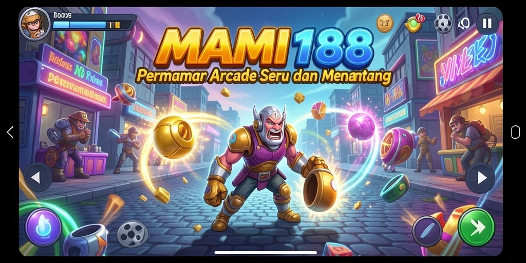 Screenshot utama MAMI188 menampilkan gameplay seru dalam suasana Arcade.