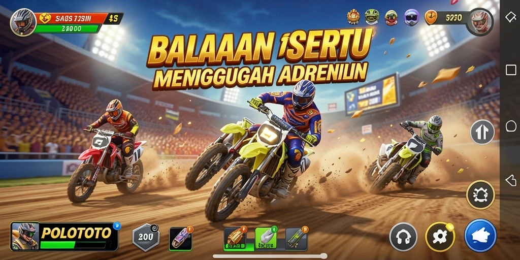 Screenshot menunjukkan balapan mendebarkan di POLOTOTO.