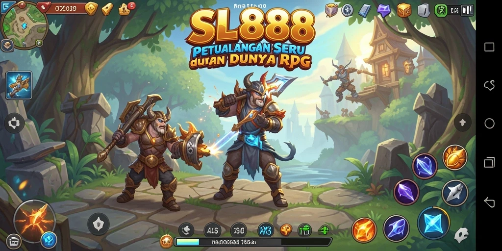 Tampilan gameplay SL888 yang memukau dengan aksi pertarungan RPG yang seru.